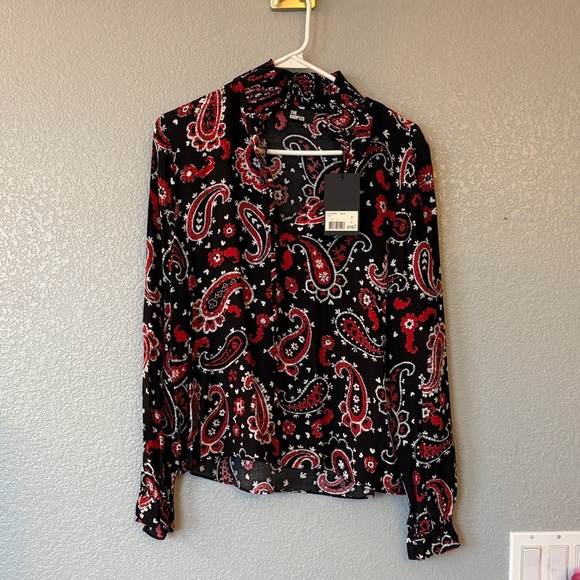 The Kooples Tops - The Kooples Black and Red Paisley Blouse